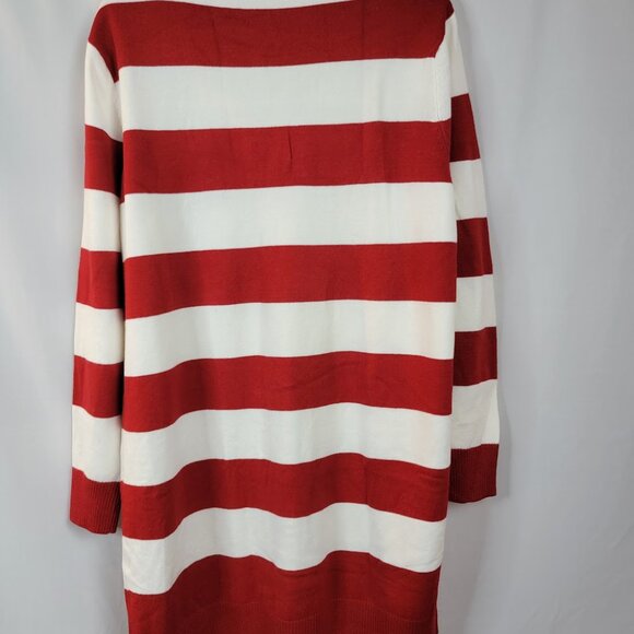 Red & White Striped Open-Front Cardigan | OSFM | Game Day Apparel - Picture 7 of 8
